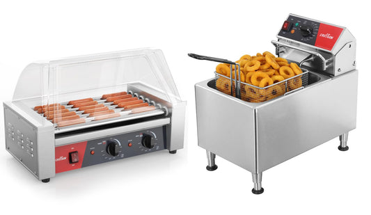 Hot Dog 7 Roller and Commercial Electric 15Lbs Deep Fryer