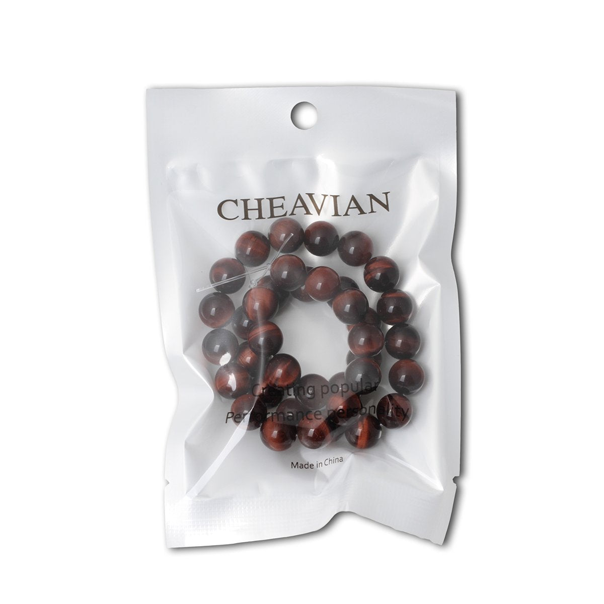 CHEAVIAN 35PCS 10mm Natural Red Tiger Eye Gemstone Round Loose Beads for Jewelry Making DIY Findings 1 Strand 15"