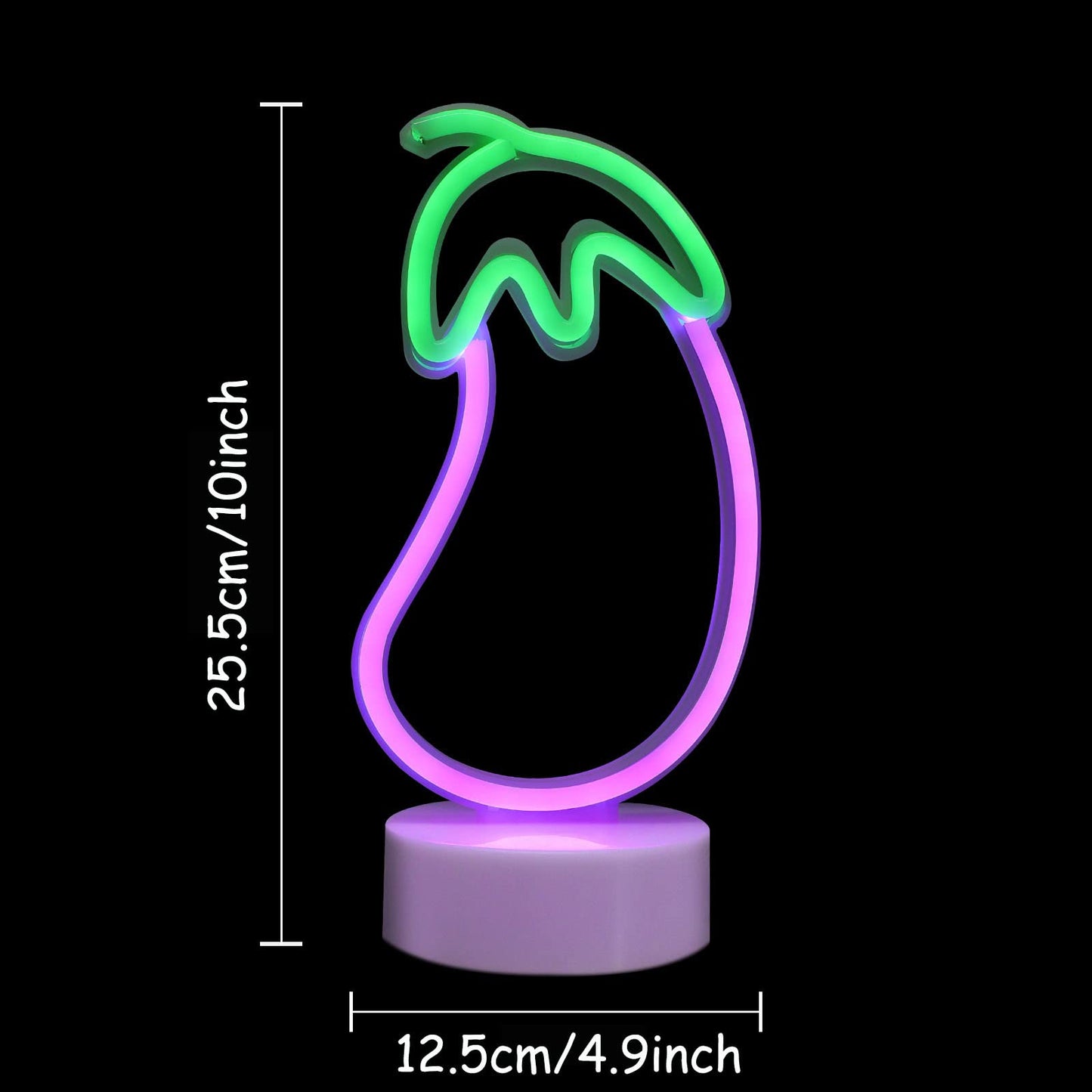 ENUOLI Eggplant Shaped Neon Sign,LED Eggplant Neon Sign for Bedroom Purple Eggplant Lights USB/Battery Operated Lamp Purple Room Decor Light Up for Games Room Living Room Party