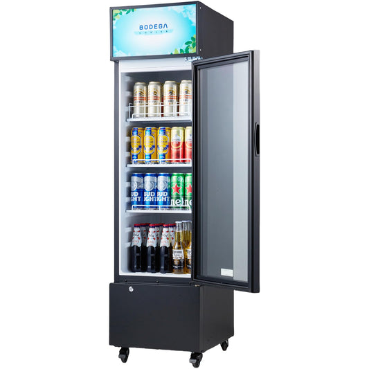 BODEGA BODEGACOOLER Commercial Drink Fridge with Glass Door, Tall Beverage Cooler for Beer, Soda, Single Door Display Refrigerator, 6.34 Cu.Ft Capacity