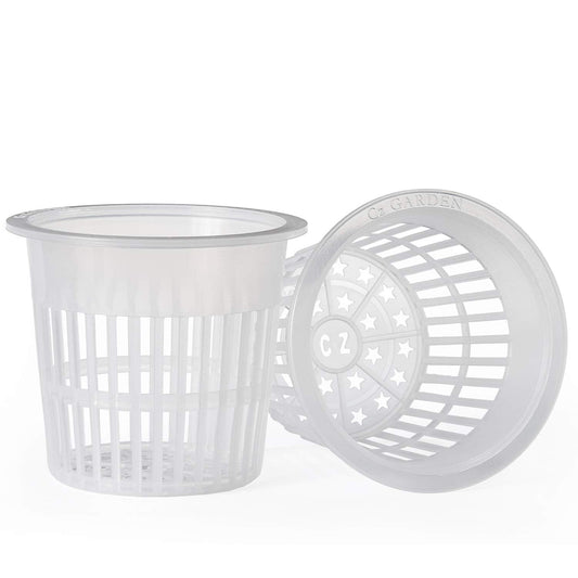 4 inch Orchid Pots | Heavy Duty Net Pots Round Cups - Wide Rim Design • Hydroponics Slotted Mesh (Cz All Star Net Pots – 10 Clear)