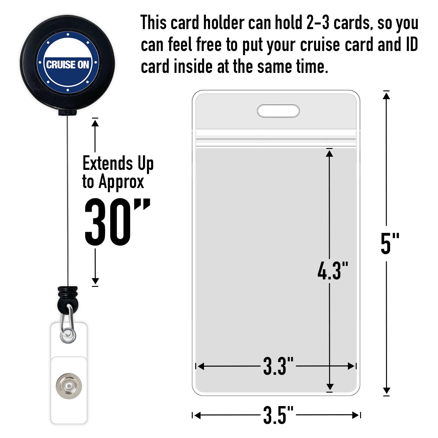 Cruise On Cruise Lanyard for Ship Cards – 2-Pack Retractable Badge & Waterproof Key Card Holder for Ship Cards – Cruise Essentials 2026-2027, Perfect for Travel & Vacation (White & Blue)