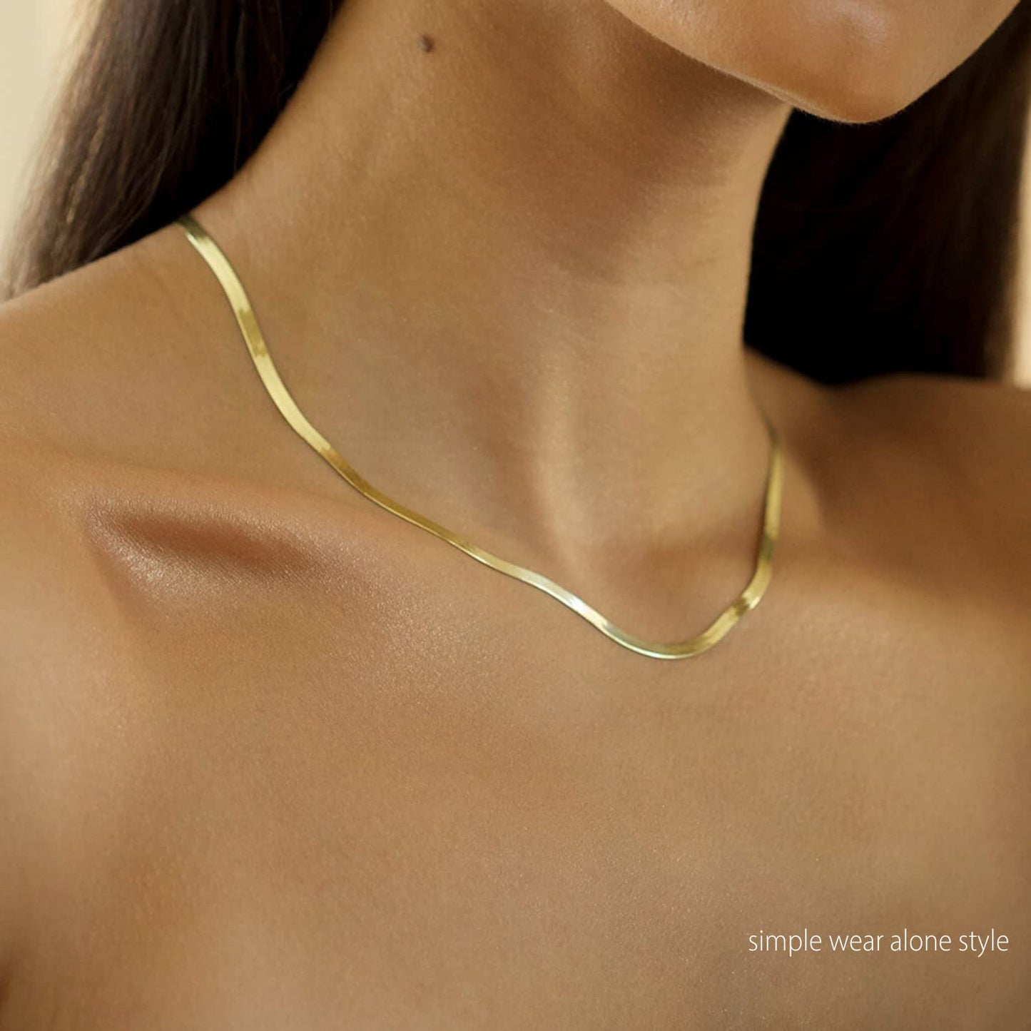 Freekiss Gold Necklace for Women Herringbone Necklace for Women Simple Layered Necklaces for Women Dainty Gold Choker Necklace Stack Necklaces for Women