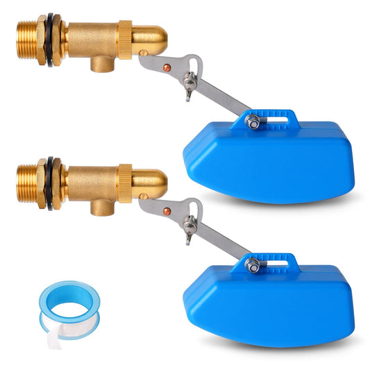 ZHEQOGZH 2 Pack Brass Float Valve 3/4 Inch, Livestock Water Tank Float Valve Switch Brass Float Ball Valve Shut Off Pool Auto Fill Valve for Automatic Waterer