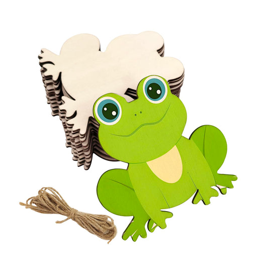 30 Pack 4 Inch Wood Frog Cutouts Unfinished Wood Frog Crafts Wooden Frog Hanging Ornaments DIY Frog Craft Gift Tags for Home Party Decoration