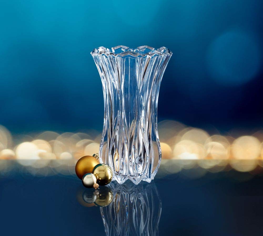 Mikasa Celebrations Blossom Crystal Vase, 12-Inch Tall, Elegant Cut Glass Design for Floral Arrangements and Decorative Centerpieces