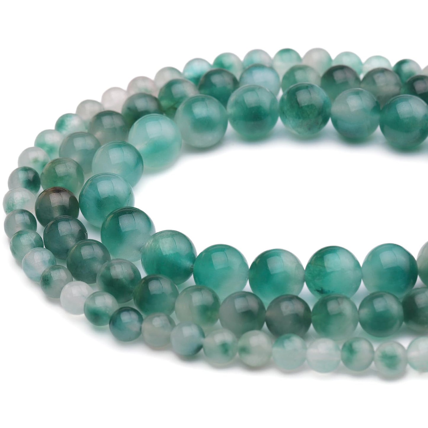 35pcs 10mm Natural Gemstone Beads for Jewelry Making Supplies,Flower Jade Healing Crystal Polished Round Loose Stone Beads for Bracelet Necklace 15 Inch