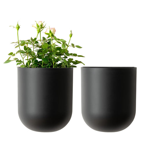 LA JOLIE MUSE Wall Hanging Planters for Indoor Plants，Hanging Flower Pots for Air Plants Succulent, Set of 2, 5.7L*4.1W*7H, Black