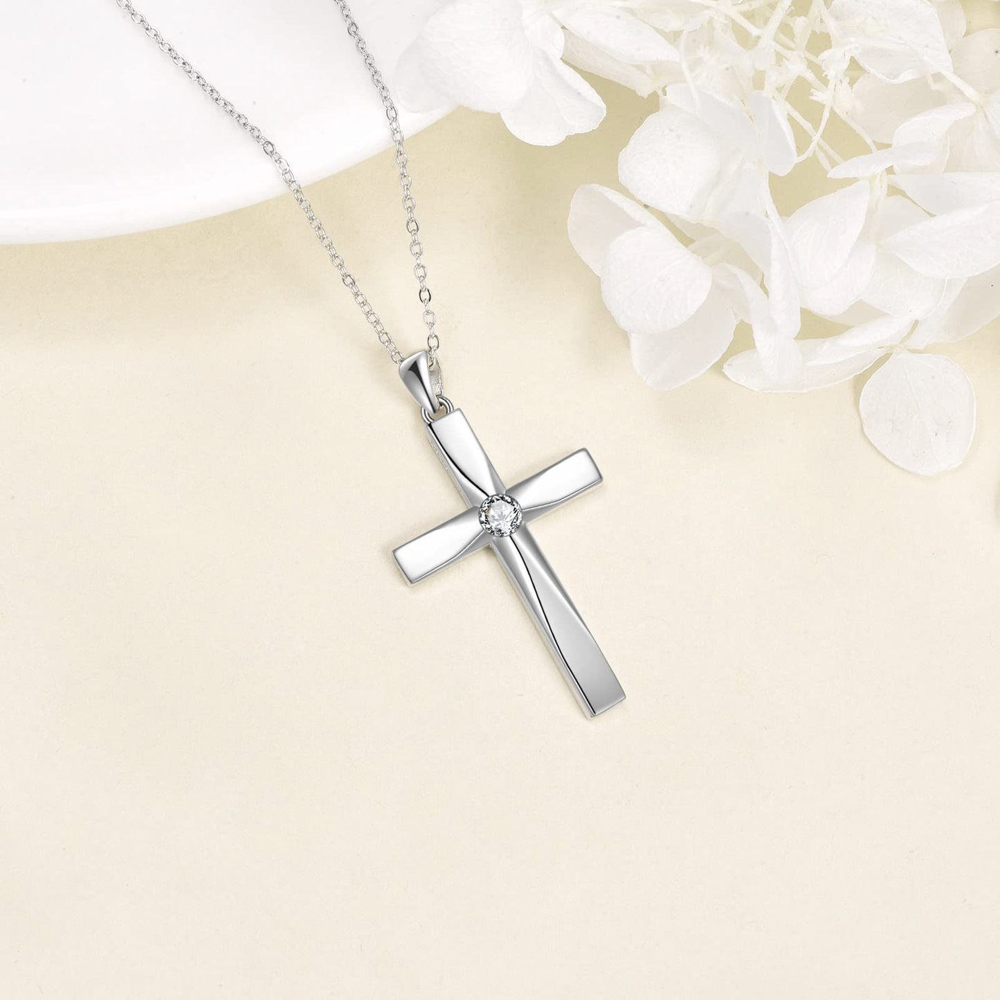 Moissanite Cross Necklace Sterling Silver Origami Cross Pendant Jewelry Gifts for Women Men(Moissanite Origami Cross)