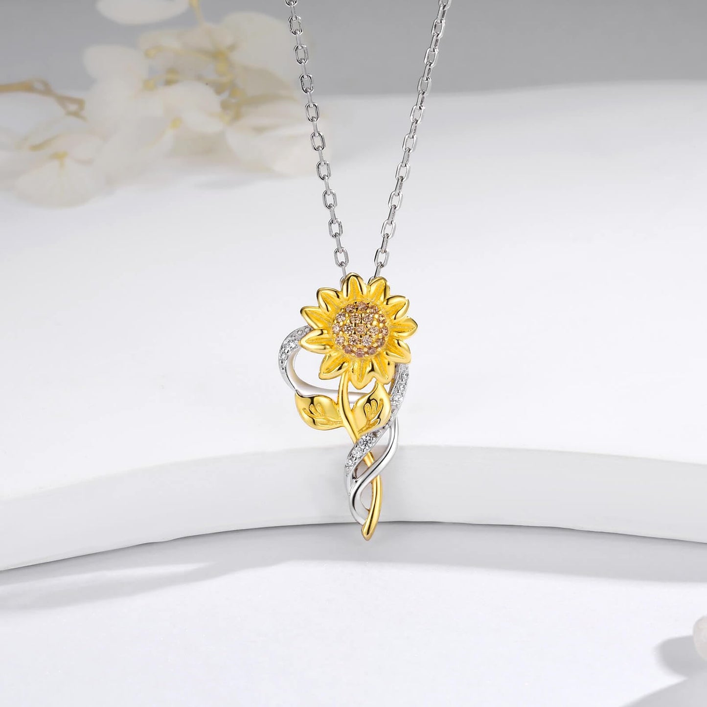 oGoodsunj Mothers Day Gifts Sunflower Necklace for Women Sterling Silver Sunflower Jewelry Set Anklet Bracelet Earrings You Are My Sunshine Pendant Gifts for Mom Daughter Wife (Sunflower Necklace)