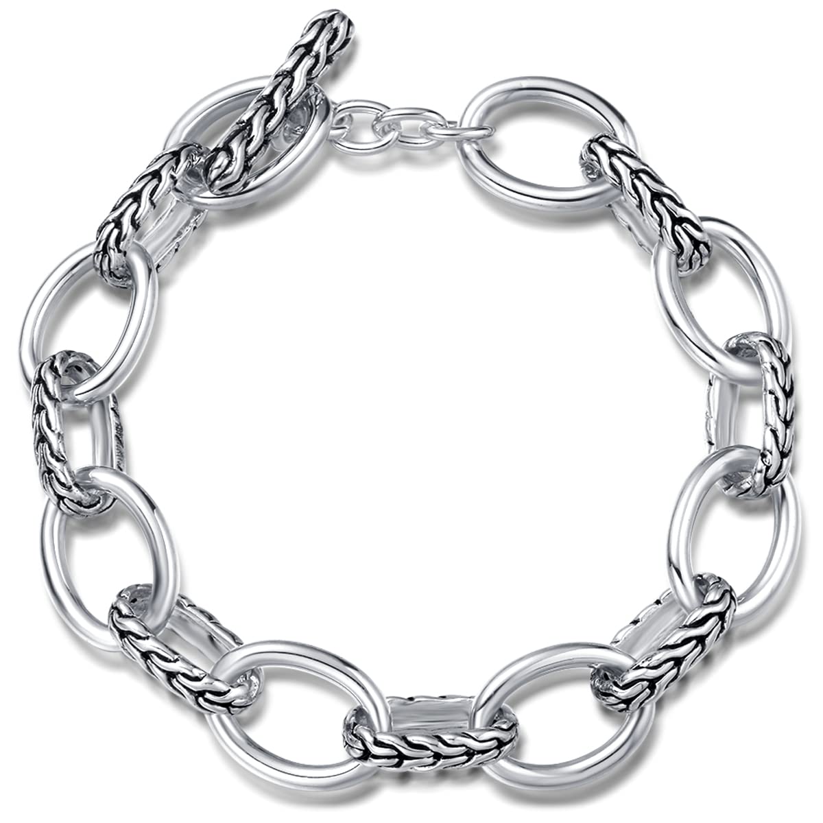 UNY JEWEL Jewelry Make a Statement With Foxtail Link Chain Bracelet Designer Brand Inspired Women Valentine Christmas Gifts (Silver Tone)