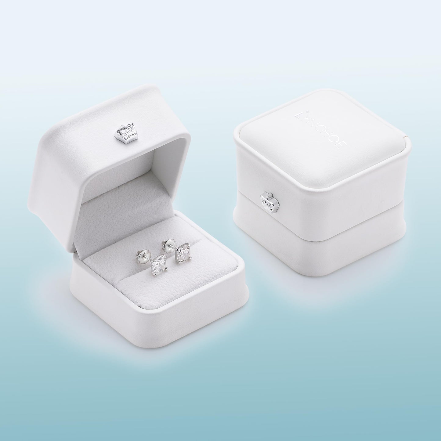 Lab-Grown Diamond Stud Earrings in Hypoallergenic 925 Sterling Silver, Screw Back, 1/5 to 2 1/2 Cttw, Round Princess Cushion Cut, 4 Prong, G-H Color, SI Clarity (Silver, 2.0 cttw (1.0ct each), White Princess Diamond)