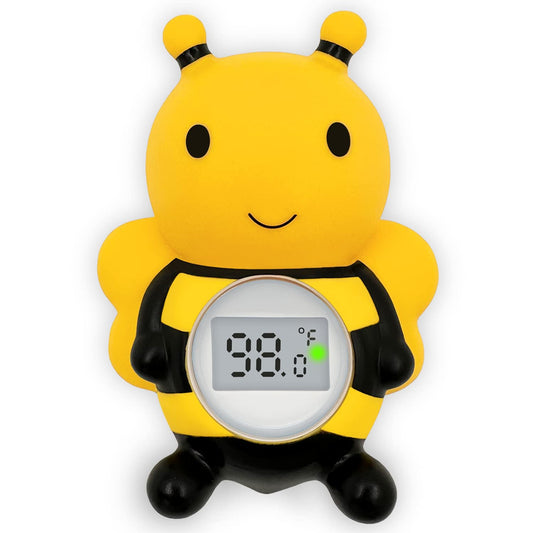 Baby Bath Thermometer Floating Toy - CPC Certified | IP68 Waterproof Water Temperature Thermometer for Bathtub, Tub Toy Gift for Newborn Baby Shower, Infants, Toddlers, Kids (Bee)