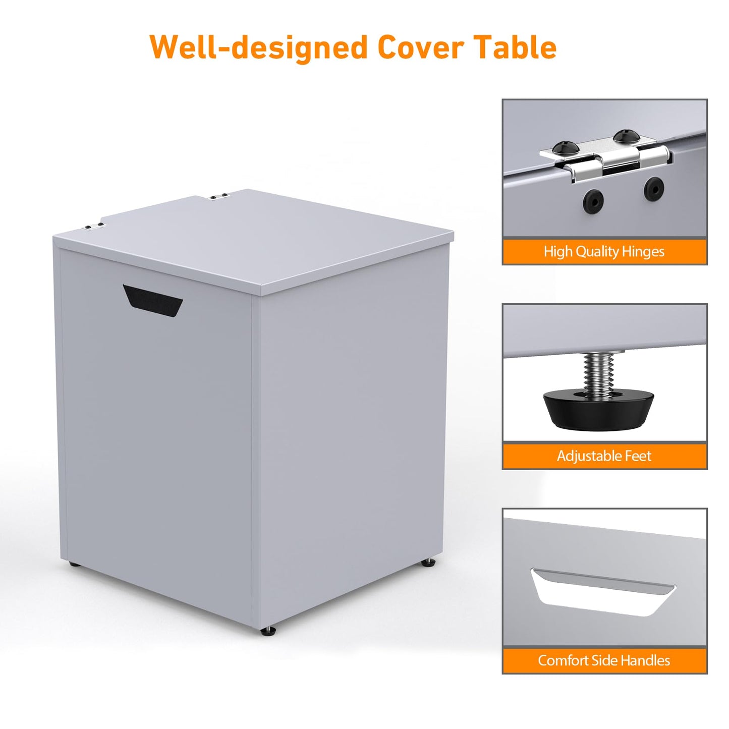 Stanbroil Propane Tank Cover Table Hideaway Table, 16" Storage Side Table for 20 lb Propane Tank, Outdoor Gas Tank Storage Box with Side Handles, Grey