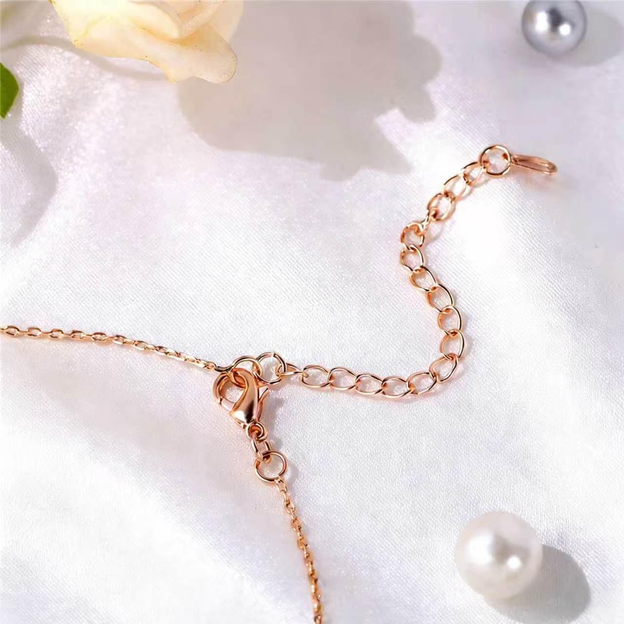 Kim Carrey Italian Elegant Rose Gold Necklace for Ladies | 18K Rose Gold Plated Necklace Pendant for Women | Gemstone necklace, Gift for Daughter, Wife, Mom, Her Jewelry (Elegant Flower)