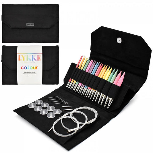 5" Interchangeable Knitting Needle Set in Lykke Crafts' Signature Black Vegan Suede