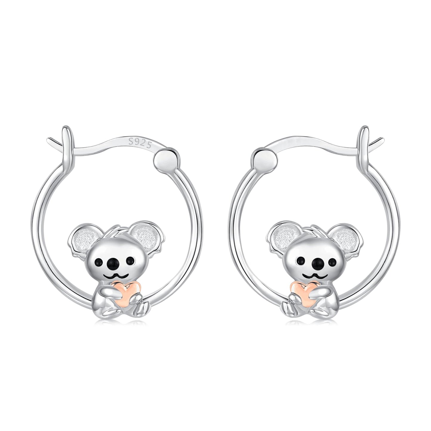 JUSTKIDSTOY Koala Earrings for 925 Sterling Silver Cute Koala Bear Hoop Earrings for Sensitive Ears Jewelry Koala Graduation Gifts for Women Daughter Her