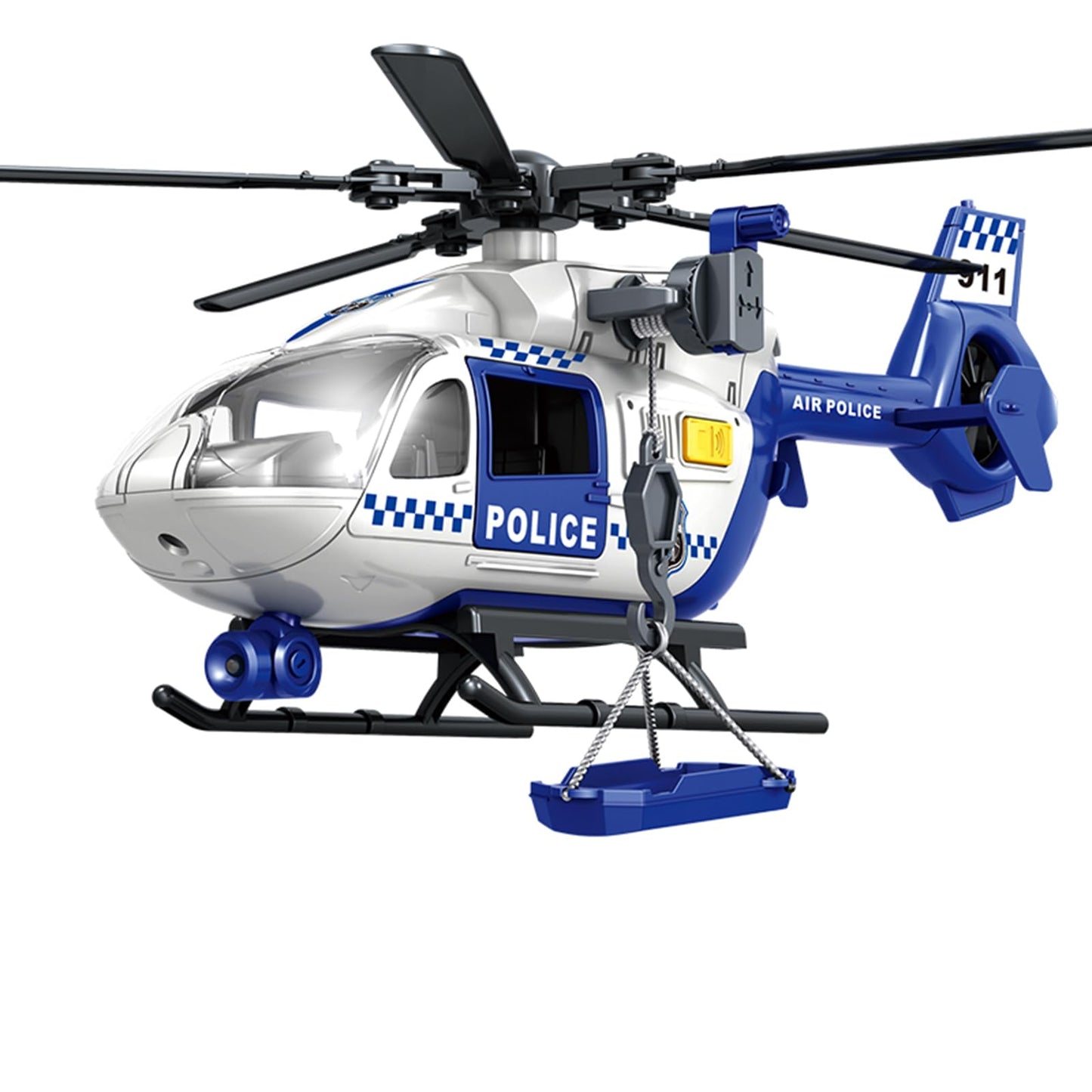 ANJARU Helicopter Toy with Lights and Sound,Simulative Rescue Helicopter Vehicles Toys for Kids Aged 3 and Up,Pull-Back Propeller Army Toys Toddler Kids Boys Gifts (Police Helicopter)