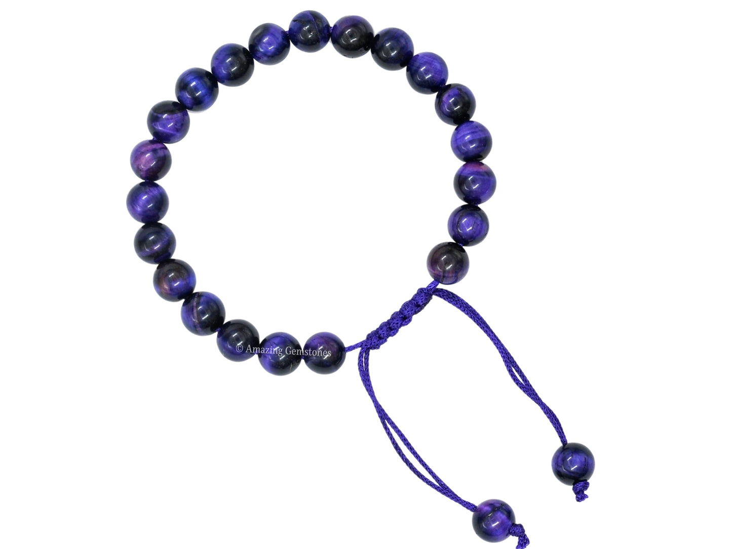 Amazing Gemstone Purple Tiger Eye Bracelet, Gifts For Men & Women - Protection Healing Crystal Bracelet - 8mm Gemstone Beaded Adjustable Bracelet, Pulseras Para Hombres Mujer Stocking Stuffers