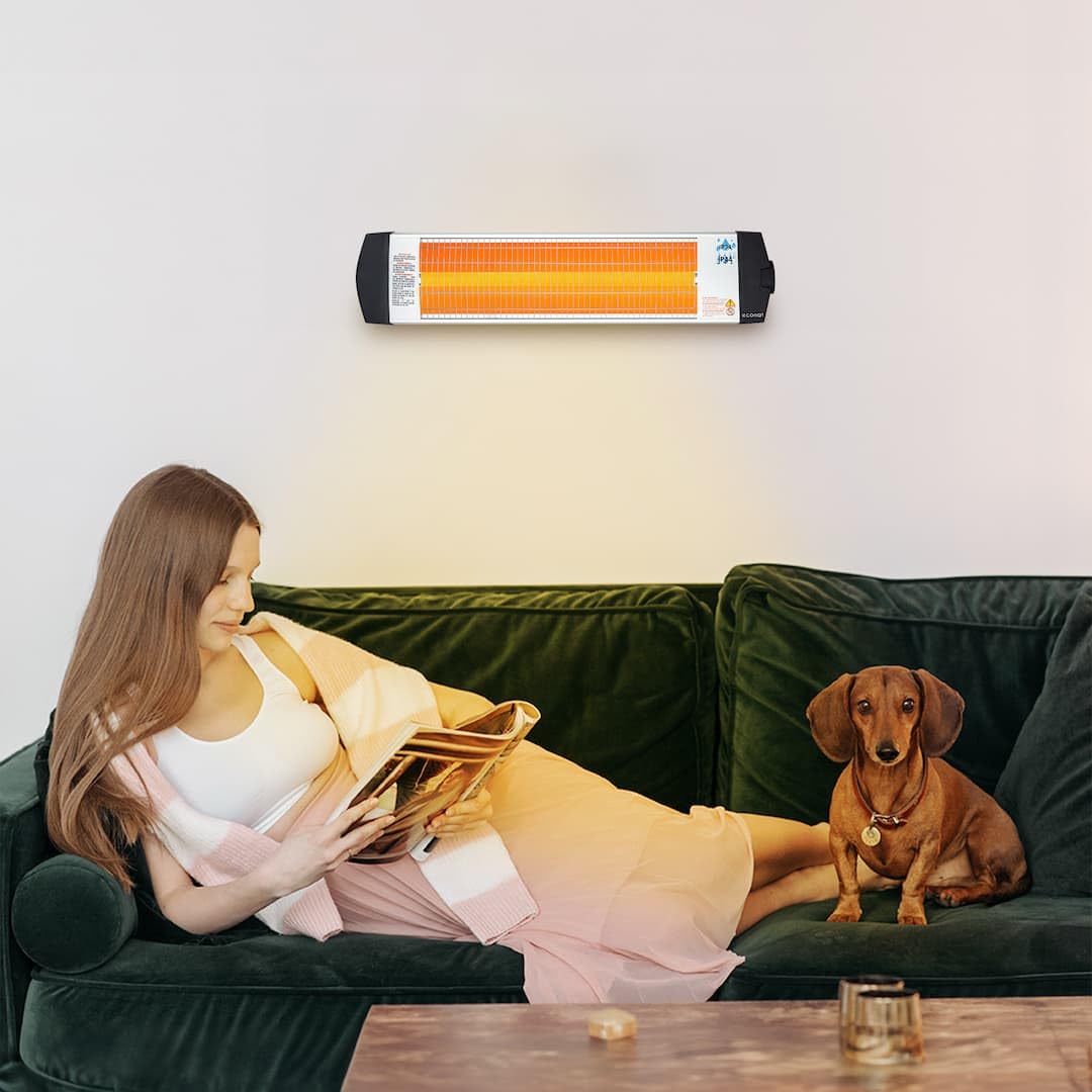 Econat C-15 Infrared Electric Wall Heater 1500W, Adjustable Thermostat, Quiet Targeted Heat, Indoor & Outdoor Use — 2 Pack