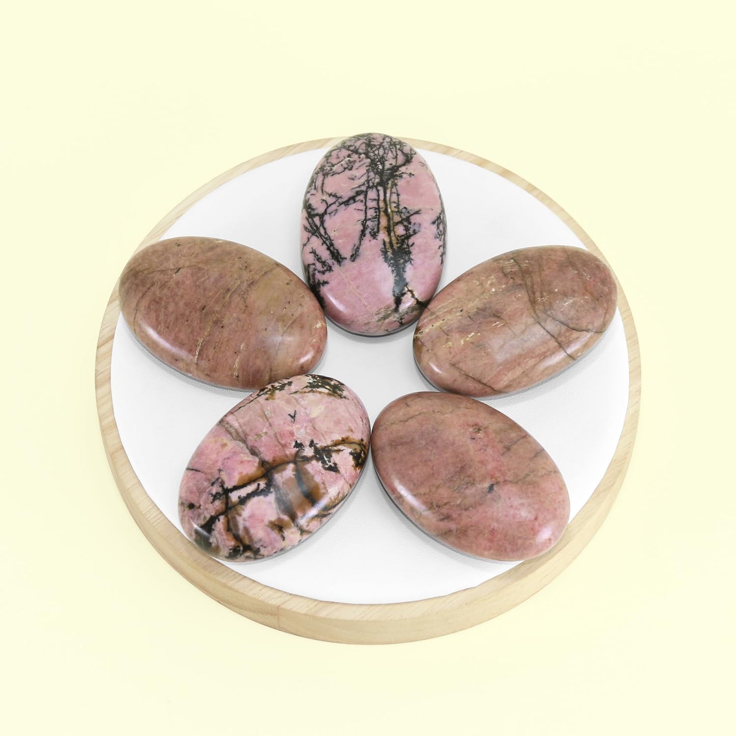 Nvzi Rhodonite Crystal Palm Stone, Worry Stones, Crystals and Healing Stones, Polished Rocks, Natural Gemstones, Chakra Stones for Healing Crystals Daily Use