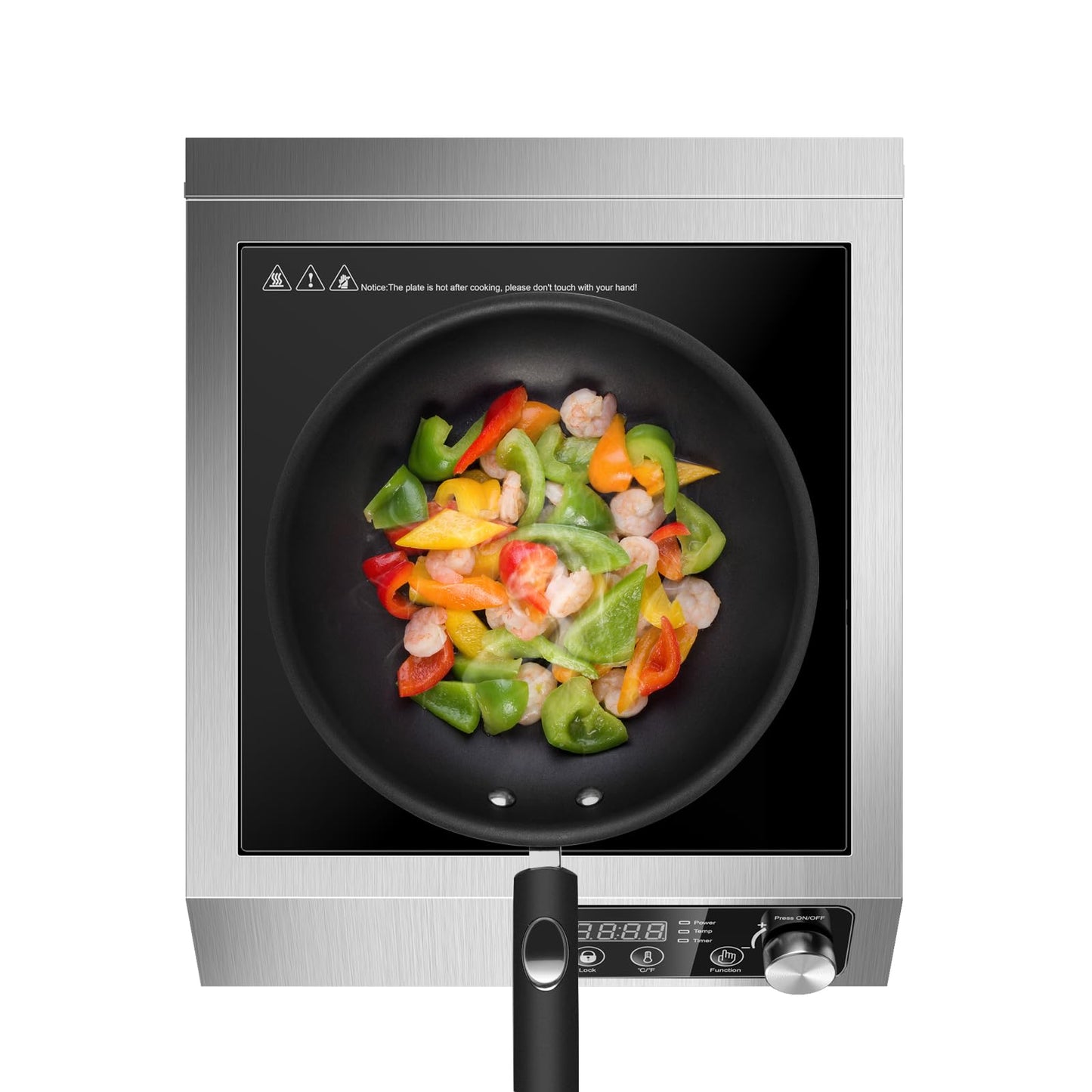 Zomagas 1800W Commercial Induction Cooktop: Features 10-Level Precision Power Control and Low-Noise Cooling for Home Chefs and Party Catering,With Knob and LCD Screen