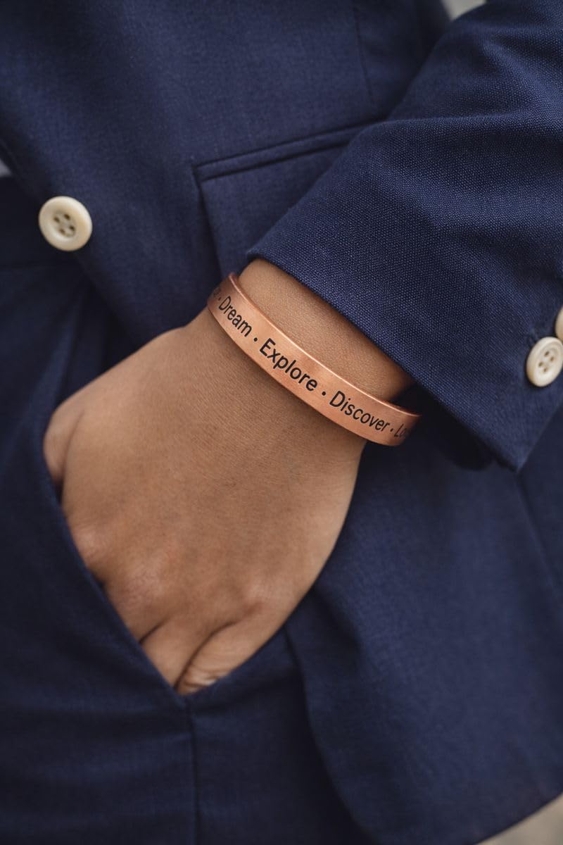 Touchstone Inspirational Copper Engraved Magnetic Bracelets for Women-Personalized Jewelry Gifts for Best Friend/Mom/Daughter/Sister - In a Pretty Gift Box Dream Explore Discover Love