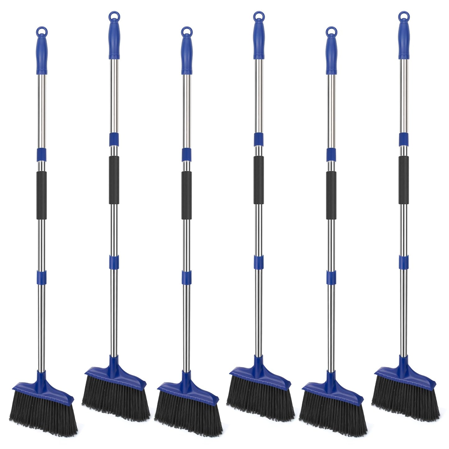 KeFanta 6 Pack Heavy Duty Broom Indoor/Outdoor Commercial Brooms Angle Broom 53 inches for Courtyard Garage Restaurant Lobby Patio Shop Home Kitchen Office Floor