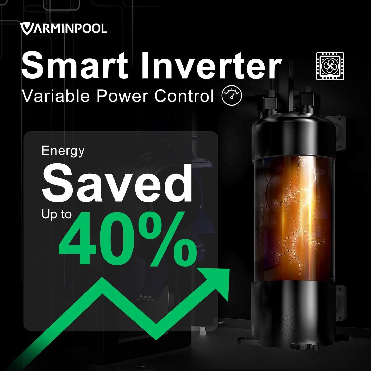 VARMINPOOL 16000BTU Electric Pool Heater for Above Ground Pool, Pool Heat Pump for 5400 Gallons, WiFi Smart Control, Titanium Heat Exchanger, 110V