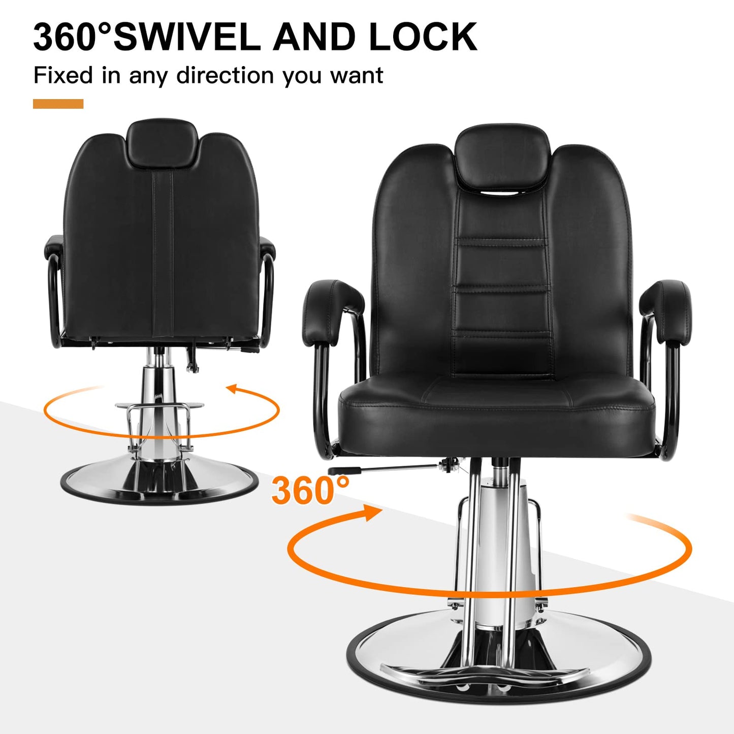 Artist hand Barbers Chairs, Heavy Duty Hydraulic Reclining Salon Chair Spa Furniture Shampoo Reclining Extra Wider Seat Beauty Hair Salon Equipment(Black)