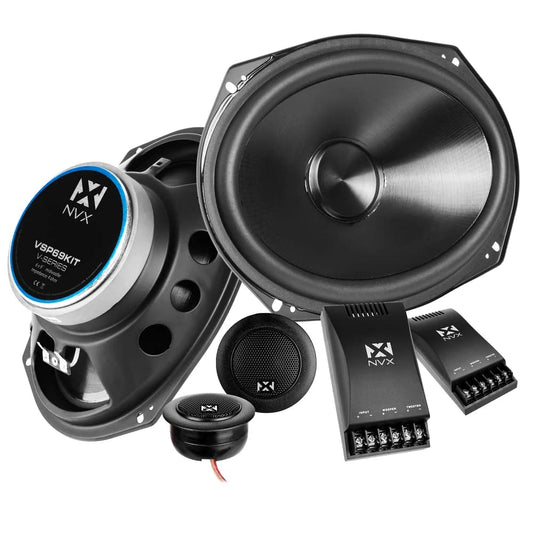 NVX® VSP69KIT 6x9 Premium Car Speakers, 900W Max, 300W RMS, 2-Way Component System w/ 1" Silk Dome Tweeters & Passive X-Overs, Easy to Install in Cars/Trucks/Doors (Pair)