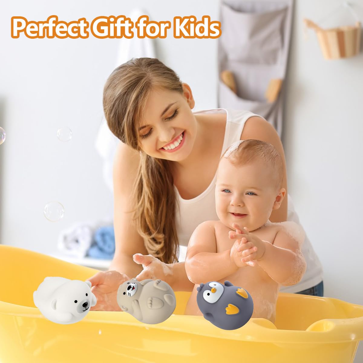 Animals Slide Bath Toy Play Set with Fishing Net Baby Bath Toys for Boys and Girls 6+ Months - Suction Cup Toy Attaches to Shower Wall