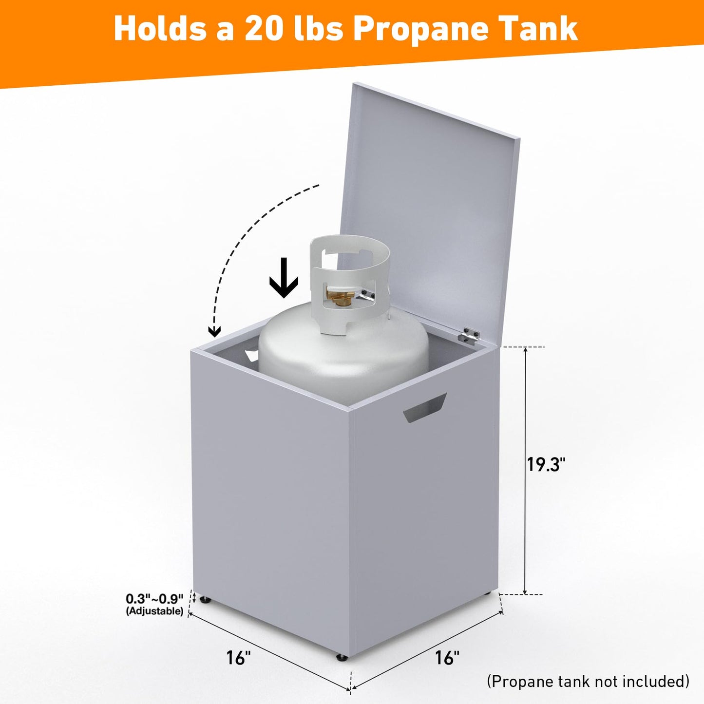 Stanbroil Propane Tank Cover Table Hideaway Table, 16" Storage Side Table for 20 lb Propane Tank, Outdoor Gas Tank Storage Box with Side Handles, Grey