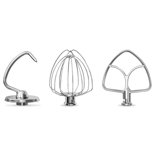 LETOMS Stainless Steel Attachments 3 Pieces for KitchenAid 4.5-5QT Tilt-Head Stand Mixer and Mixing Bowl,K45WW Wire Whip, K45DH Dough Hook, K45B Flat Beater,Dishwasher Safe and Heavy Duty