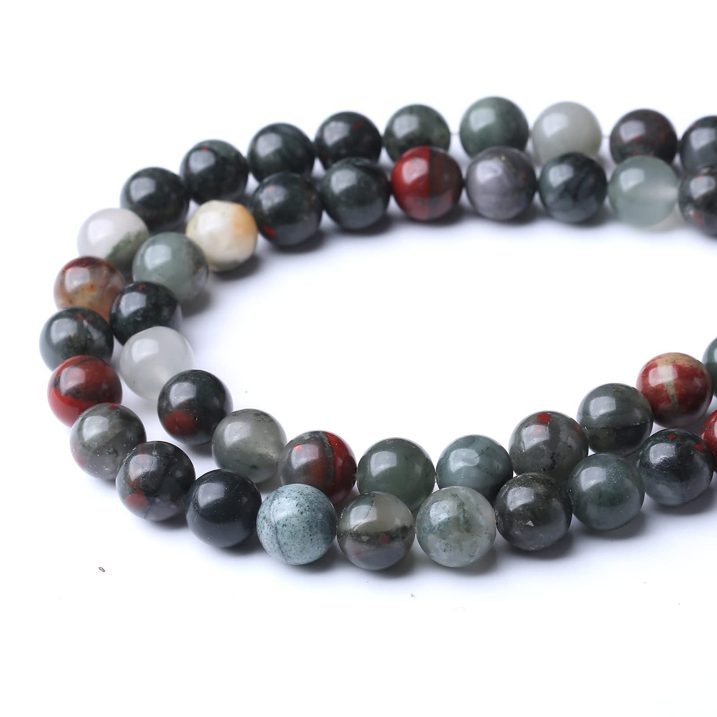 60PCS 6MM Natural African Bloodstone Stone Beads Energy Healing Beads for DIY Jewelry Bracelet Necklace Making for Jewelry Making15Inch
