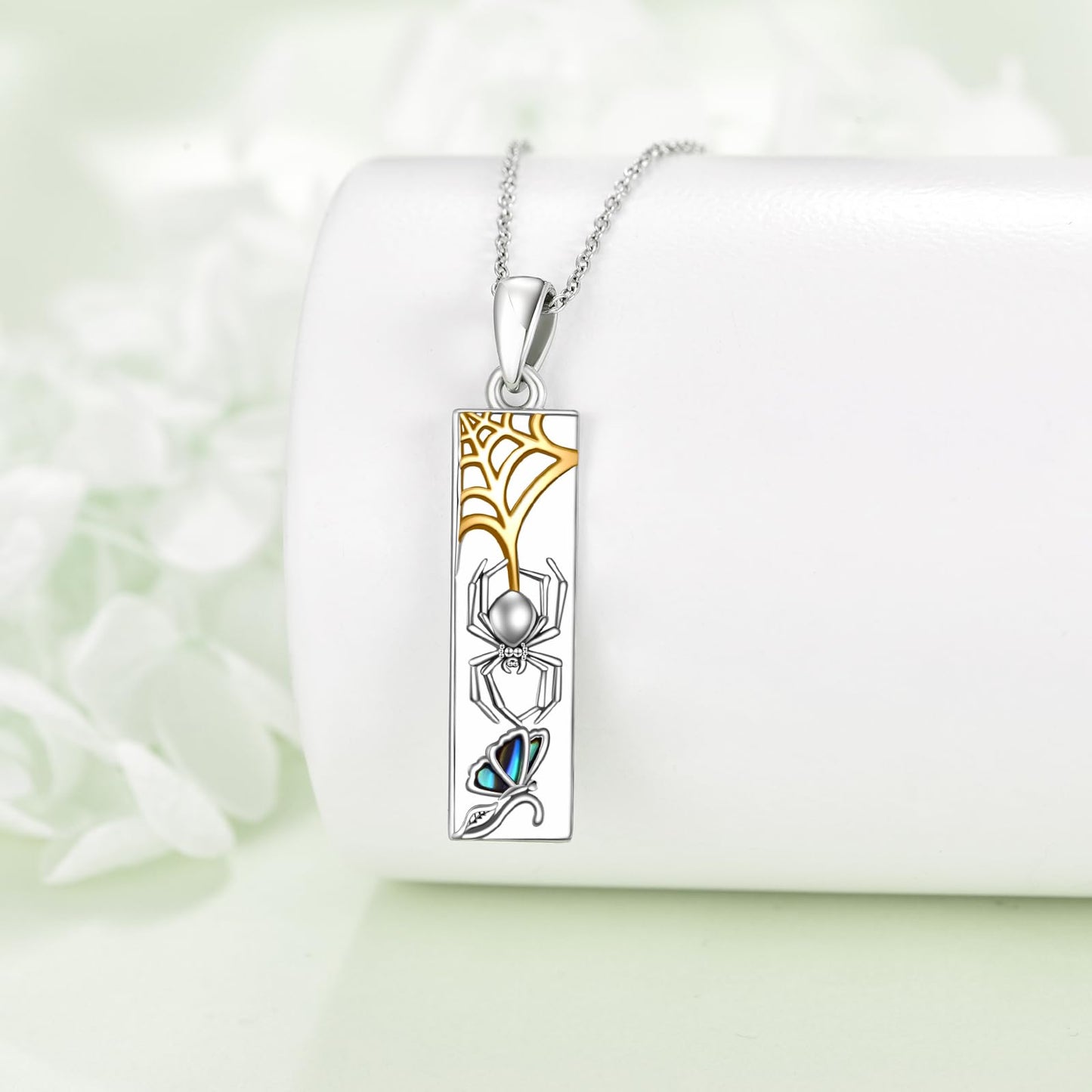 YFN 925 Sterling Silver Spider and Butterfly Pendant Necklace Spider Jewelry for Woman Men