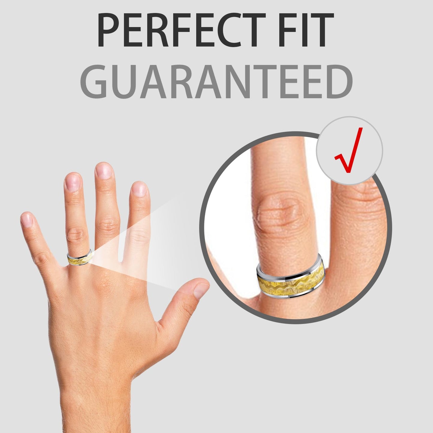 HJIMMNHONG New Carbon Fiber Fashion Rings Double Beveled Edge Delicate Polished Simple Stainless Steel Mens and Women Rings,8mm,Size Available (Flowing-sand Gold, 10)