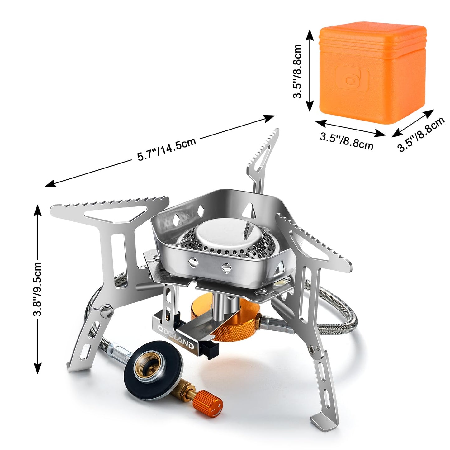 Odoland 3500W Windproof Camp Stove Camping Gas Stove with Fuel Canister Adapter, Piezo Ignition, Carry Case, Portable Collapsible Stove Burner for Outdoor Backpacking Hiking and Picnic