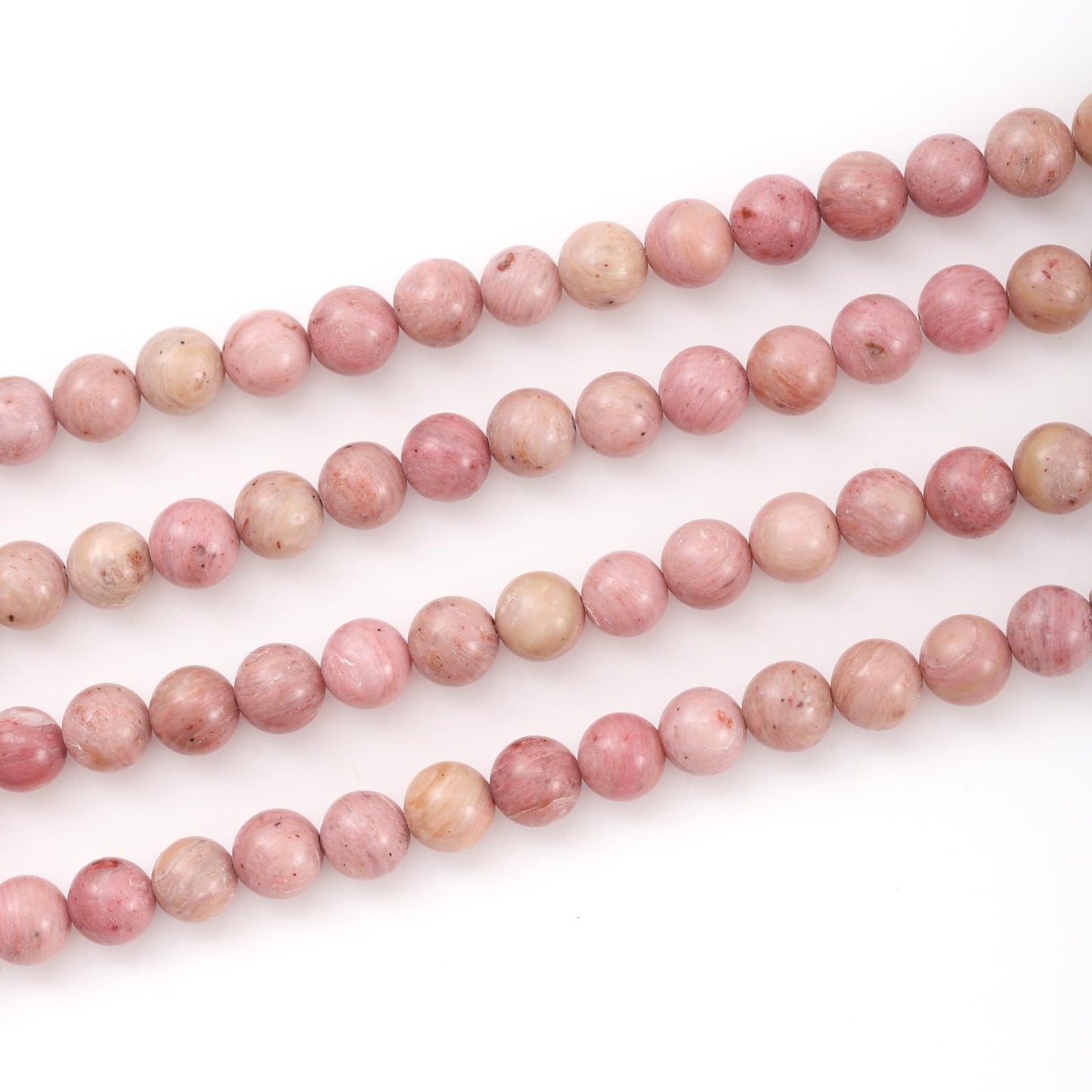 8mm 45pcs DIY Natural Rhodochrosite Stone Beads Round Healing Crystal Gemstone Loose Beads for Jewelry Making Handmade Bracelet Necklace