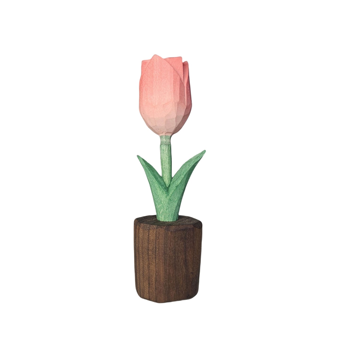 Handcrafted Wooden Tulip Figurine – Elegant Basswood Carved Sculpture, Unique Gift with Premium Gift Box, Ideal for Mother’s Day, Anniversary, Birthday, Home Office Décor (Pink)