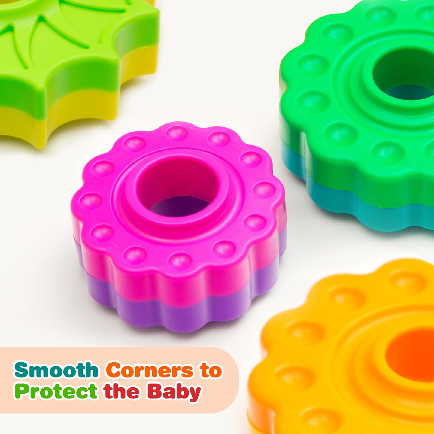 Eivaai Baby Spinning Stacking Toys Sensory Toys for Toddlers 1-3, Rainbow Ring Spin Montessori Toys for Babies 6-12 Months, Autism Learning Toy for 1 2 3 One Year Old Girl Boy Christmas Birthday Gifts