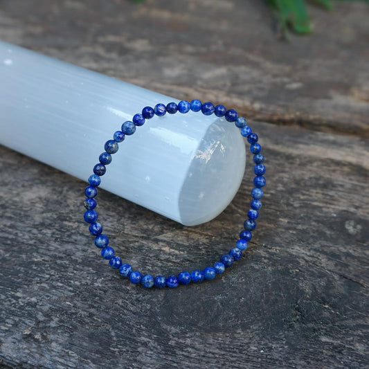 4mm Lapis Lazuli Bracelet | Natural Royal Blue Throat & Third Eye Chakra Crystal Gemstone Beads - Handmade Meditation Protection Jewelry | Beading Tool Kit - Fits for 6-7 inch Xsmall Wrist