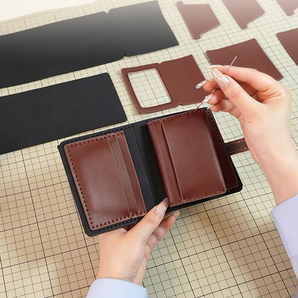 ANATTASOUL DIY Wallet Kits for Men Brown Trendy Credit Card Wallet Kit Set DIY Men's Classic Craft Tools Billfold Kit Handmade Wallet Gifts for Dad Friends Boyfriends Family