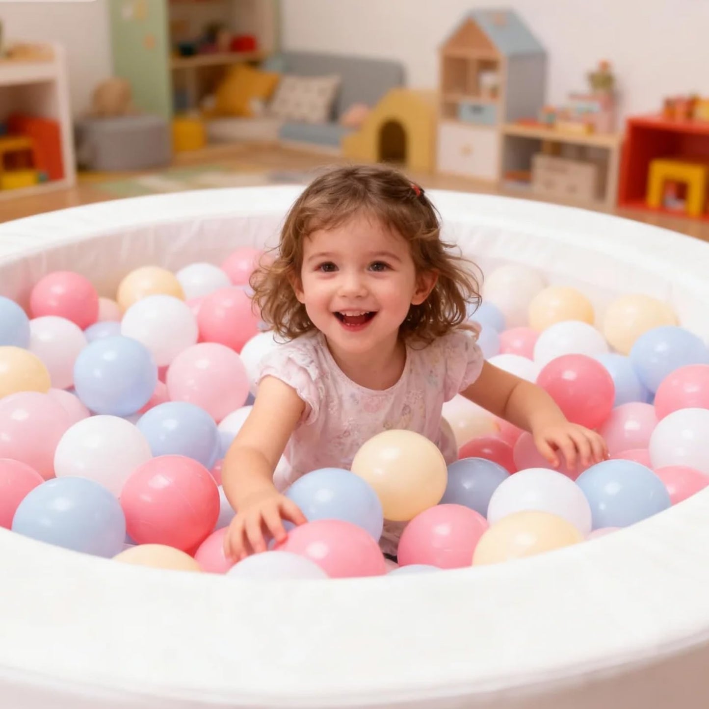 Heopeis Ball Pit Balls for Toddlers, 100 pcs Pastel Plastic Toy Balls for Kids, Macaron Pit Balls for Baby Toddler Birthday Christmas, Ball Pool Play Tent, Baby Kiddie Pool Toys, Party Decoration