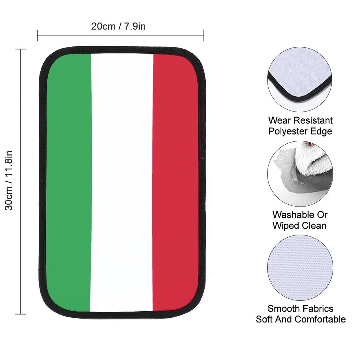 Flag of Italy Car Handrail Box Cushion-Car Seat Accessories Armrest Cushion Cover Fits Most Cars One Size