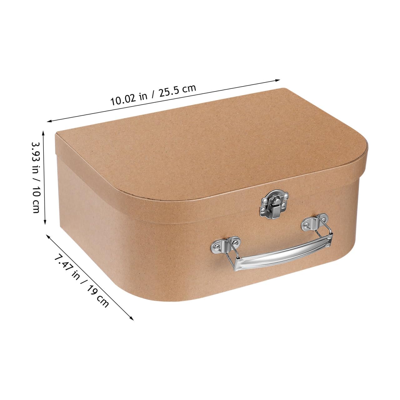 POPETPOP Kraft Paper Suitcase Gift Packaging Box with Handle 10.03X7.48X3.93In Multi-Functional Decorative Storage Case for Jewelry Wedding and Small Items