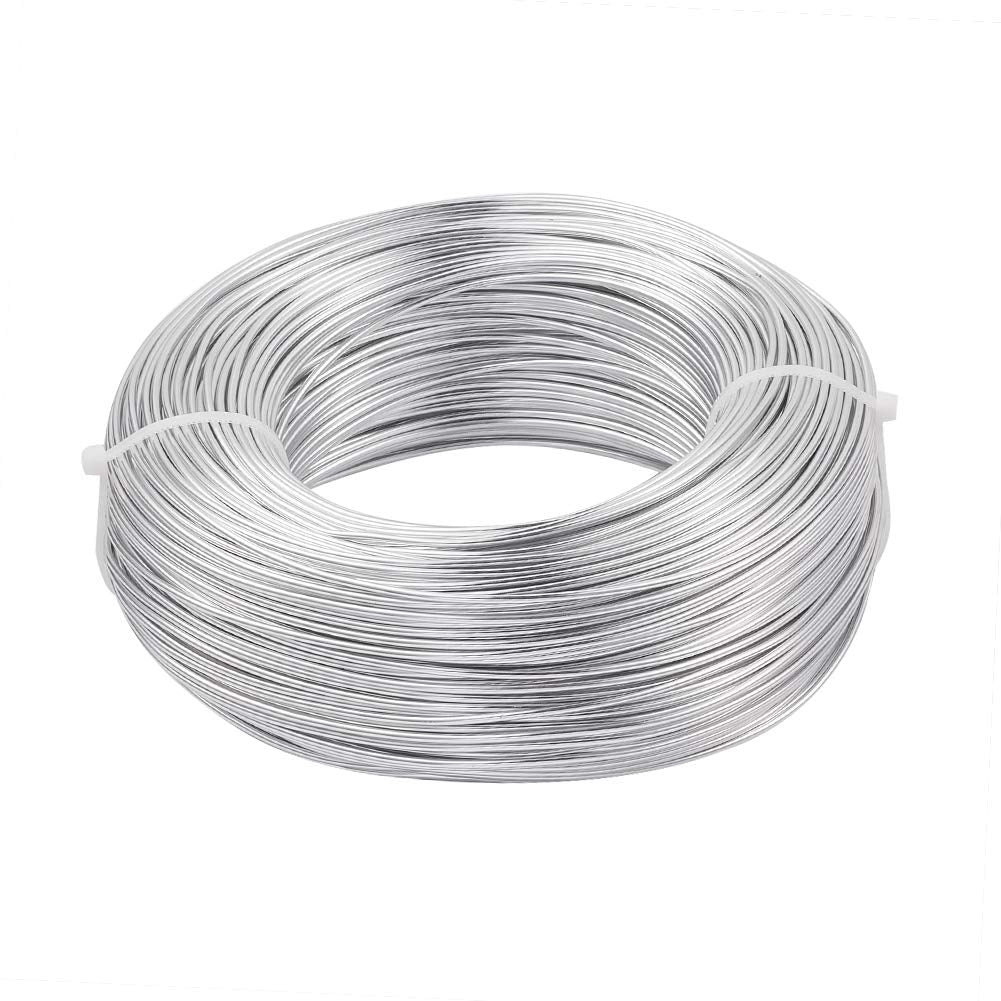 Pandahall 328 Feet Silver Aluminum Craft Wire 15 Gauge Flexible Metal Wires Armature Bendable Wire for Jewelry Making, Bonsai Trees, Sculpting, DIY Crafts Beading Floral