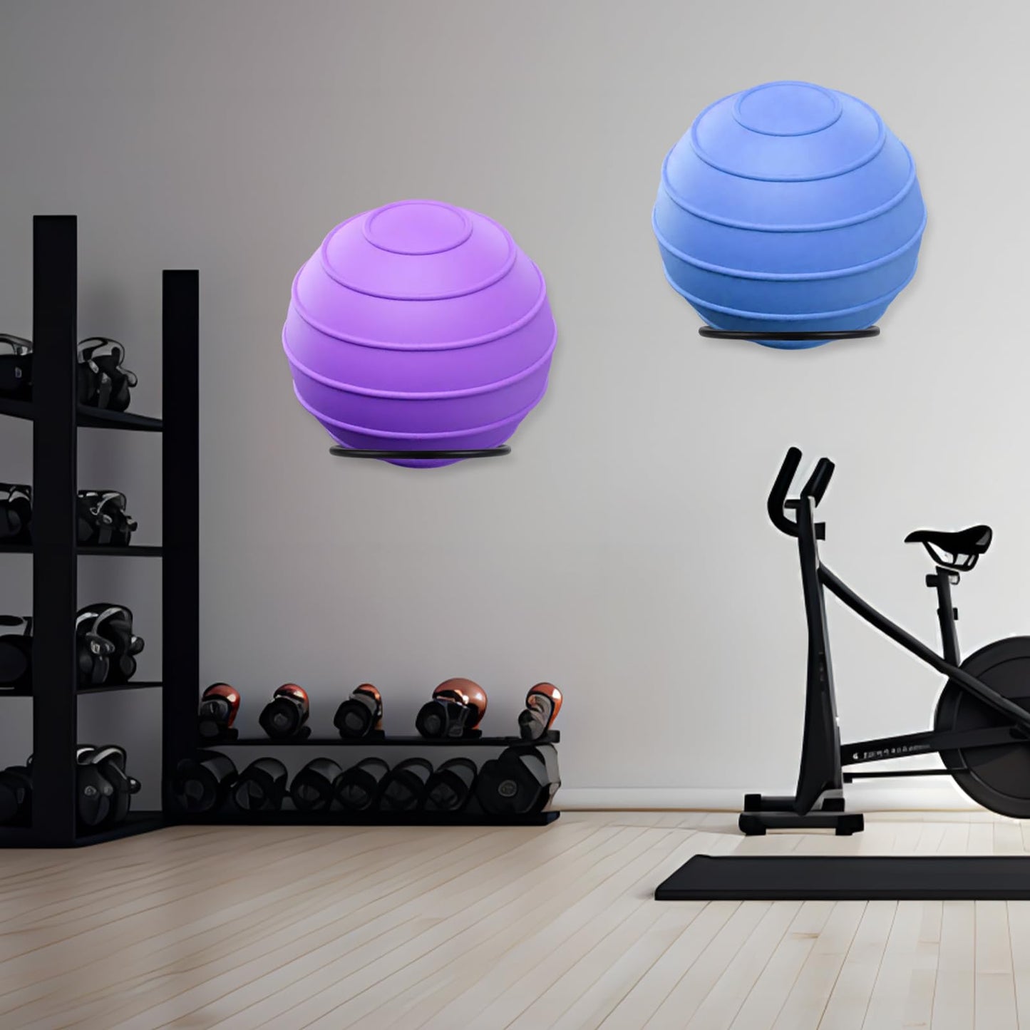 XIAOPEIZHI Black Yoga Ball Holder, Exercise Ball Storage Ball Holder Wall Mount Stability Ball Holder for Home and Yoga Studios or Commercial Gyms,Acts as a Yoga Ball Holder. Set of 1