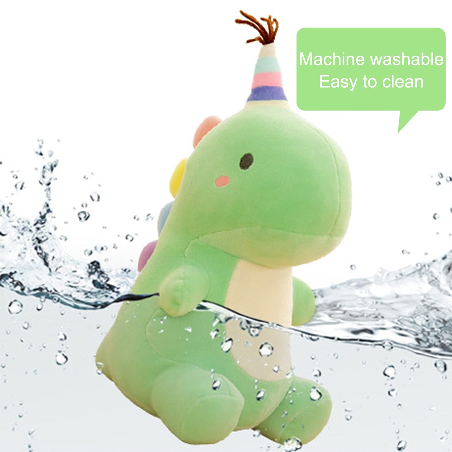 VHYHCY Stuffed Animal Plush Toys, Cute Dinosaur Toy, Soft Dino Plushies for Kids Plush Doll Gifts for Boys Girls (Green, 13.8 Inch)