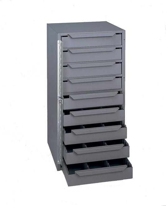 Durham 611-95 Gray Welded Steel Cabinet, 12-5/8" Width x 24-1/2" Height x 12-1/8" Depth, 9 Drawers